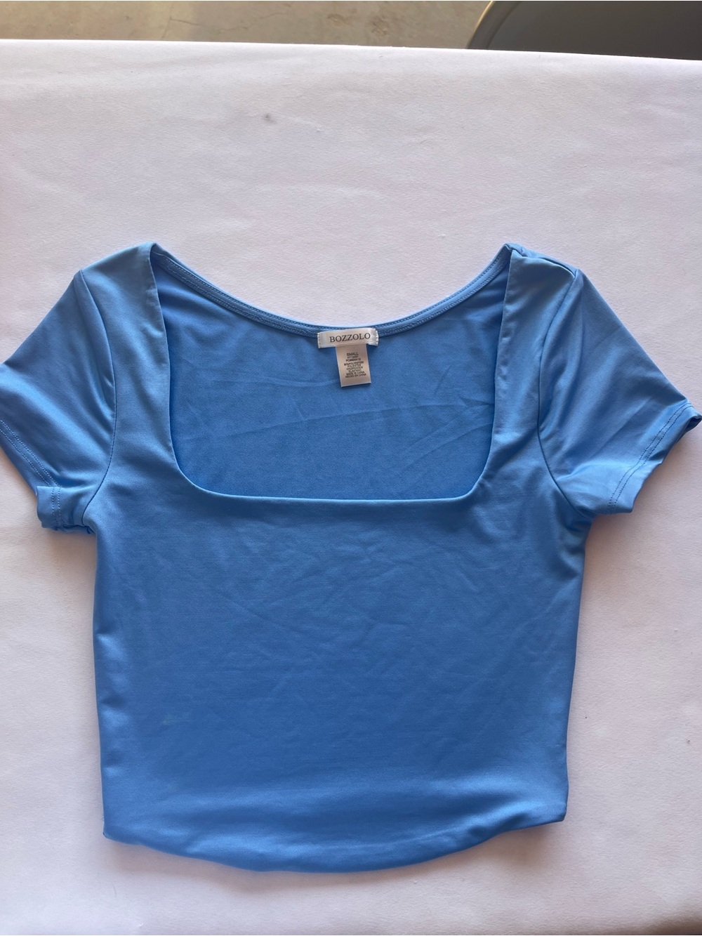Bozzolo Light Blue Square Neck Crop Top
